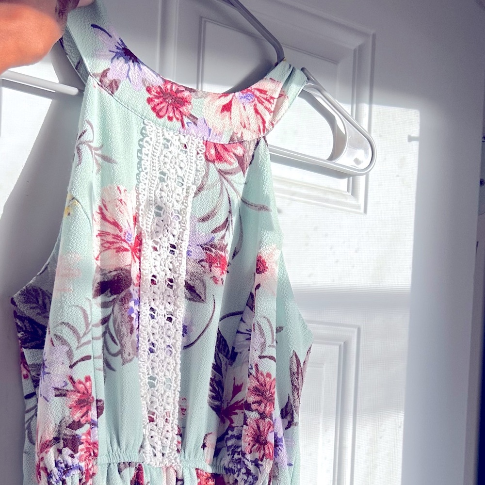 Floral high-low jumpsuit with flared A-line veil